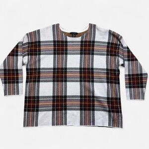 Tahari White Red & Green Plaid Long Sleeve Top Womens Size 3X